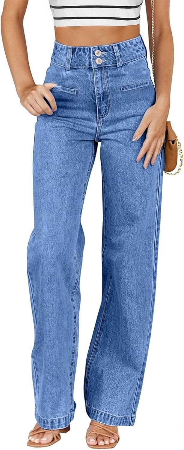 High Waisted Straight Leg Stretchy Jeans for Women by Sidefeel