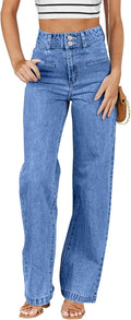 Sidefeel Women's High Waisted Straight Leg Jeans (Style V5NC)