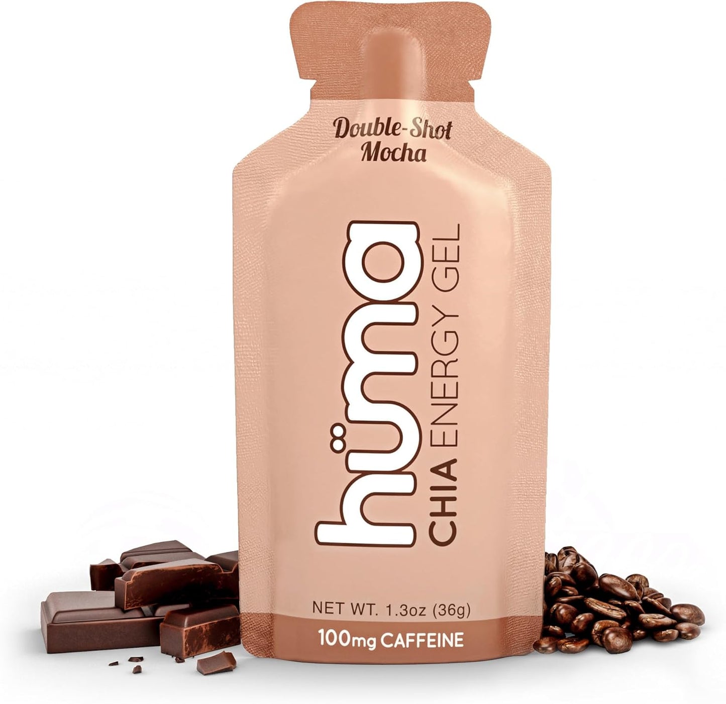 Huma Chia Energy Gel Doubleshot Mocha 24 Pack for Endurance