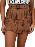 Womens Sparkle Rhinestone Fringe Skirt Hot Pink Mini - Adjustable Belt