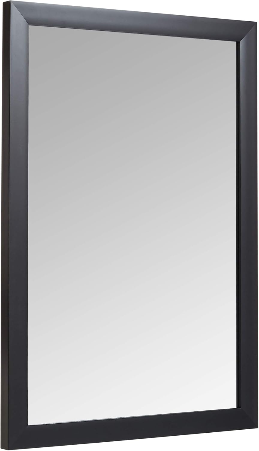 Rectangular Wall Mount Mirror, Standard Trim, Black, 20x28 in