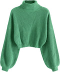 ZAFUL Cropped Turtleneck Sweater Lantern Sleeve Ribbed Knit - Cozy 4