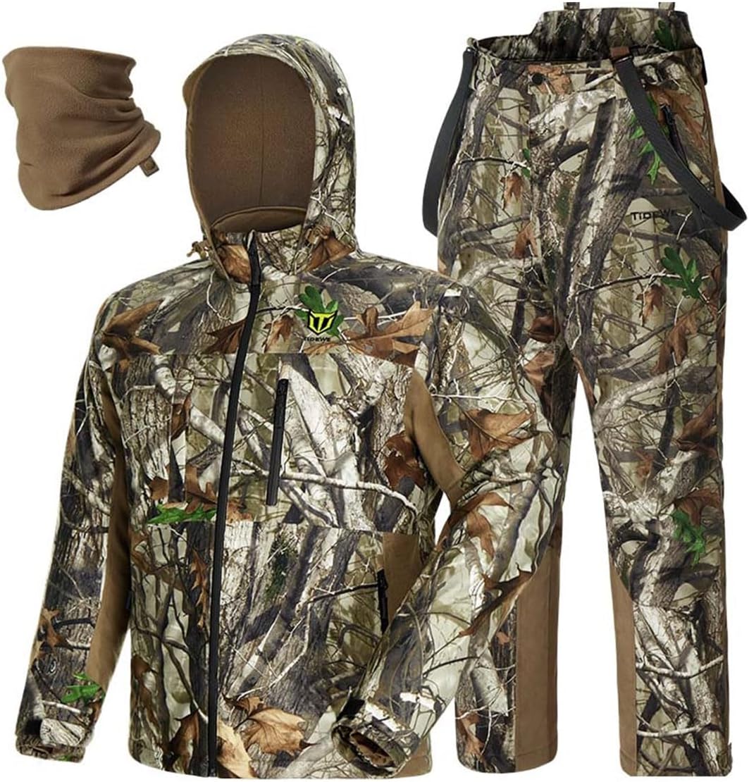 TIDEWE Hunting Clothes for Men: Silent Waterproof Jacket & Bibs