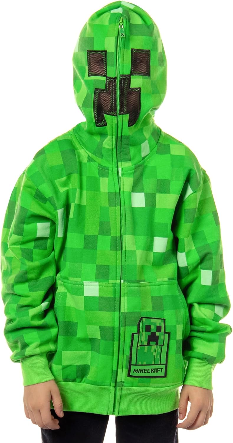 Minecraft I Am Creeper Allover Pixel Design Big Kids Hoodie