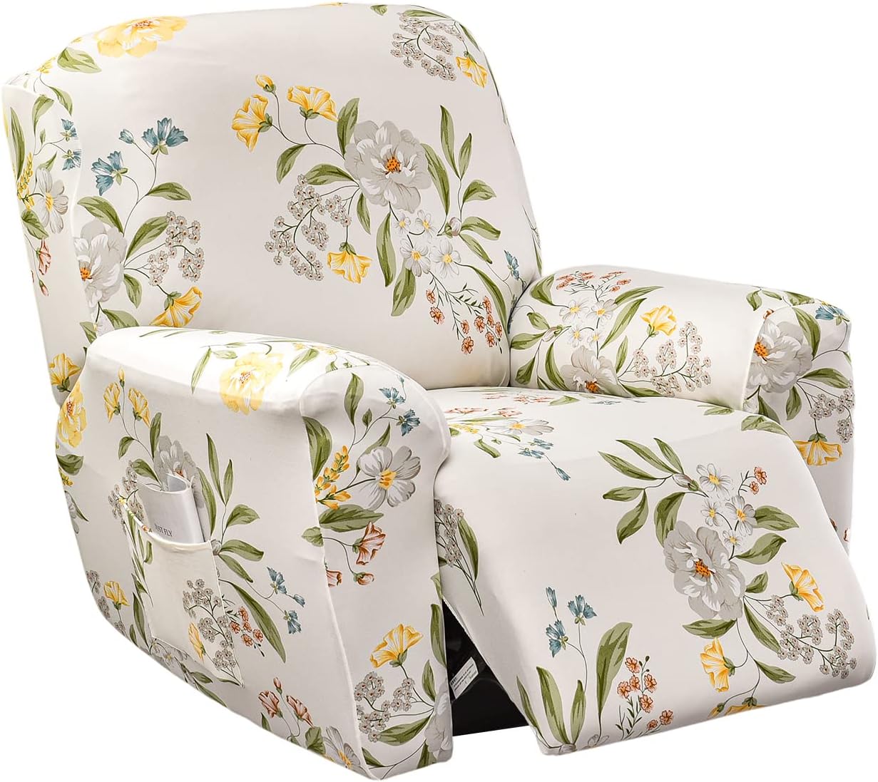 CRFATOP Floral Printed Recliner Cover with Pockets for Comfort