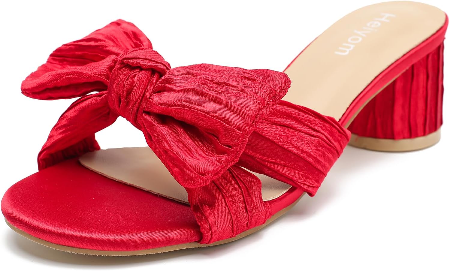 Stylish Women's Bowknot Low Chunky Heels Mules Sandals for Weddings