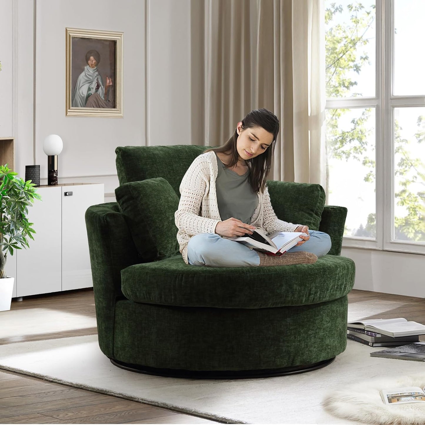 360 Swivel Chenille Chair - JEEOHEY