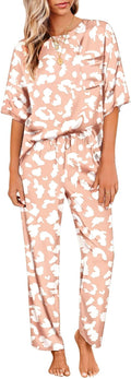 Ekouaer Womens Satin Silky Pajama Set - Lightweight Soft Sleepwear two