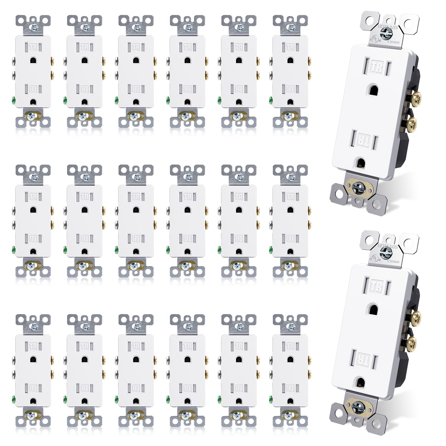 ELEGRP 15 Amp Tamper Resistant Electrical Wall Outlet 20 Pack