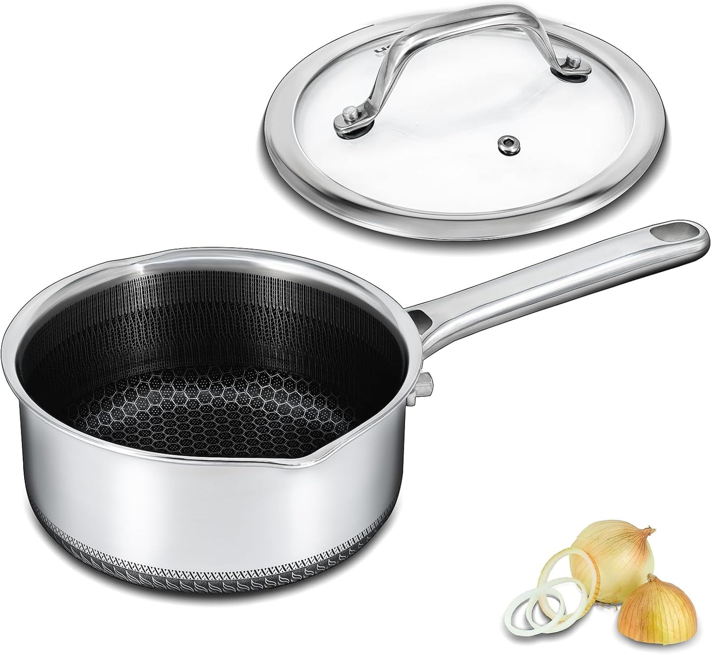 Hybrid Nonstick 3 QT Saucepan with Lid for All Cooktops