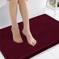 Chenille Bathroom Rug 36x24 Burgundy - Soft, Absorbent Bath Mat