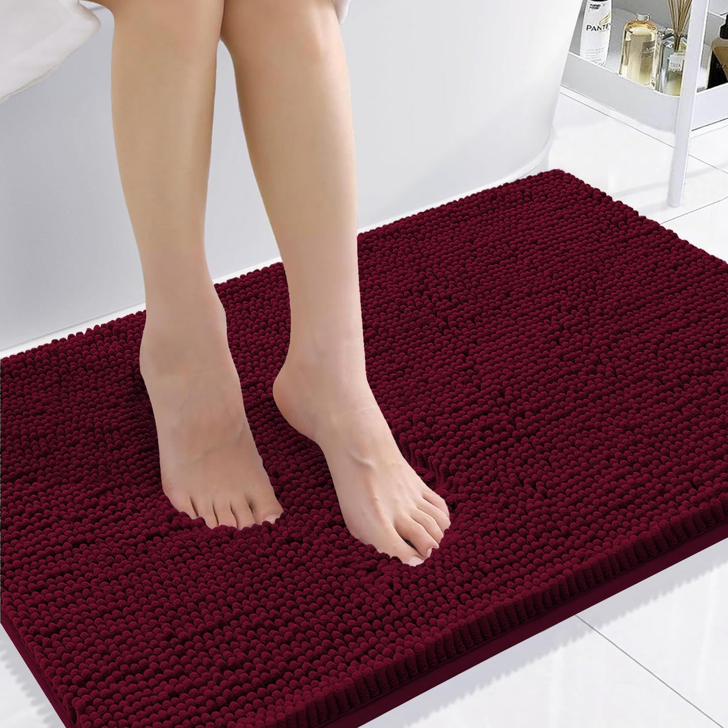 Smiry Luxury Chenille Bathroom Rugs - Soft, Absorbent, Non-Slip
