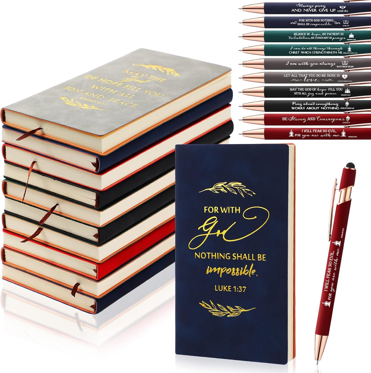 80 Pcs Christian Notebook Bulk with Inspirational Pens for Gifts