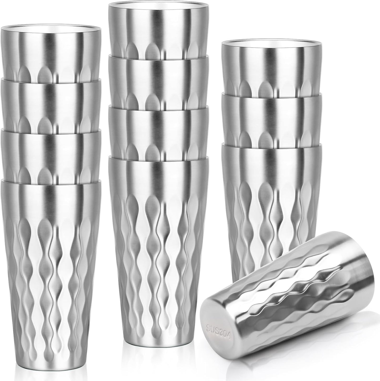 Stainless Steel Drinking Glasses Set of 12 for Outdoor Use