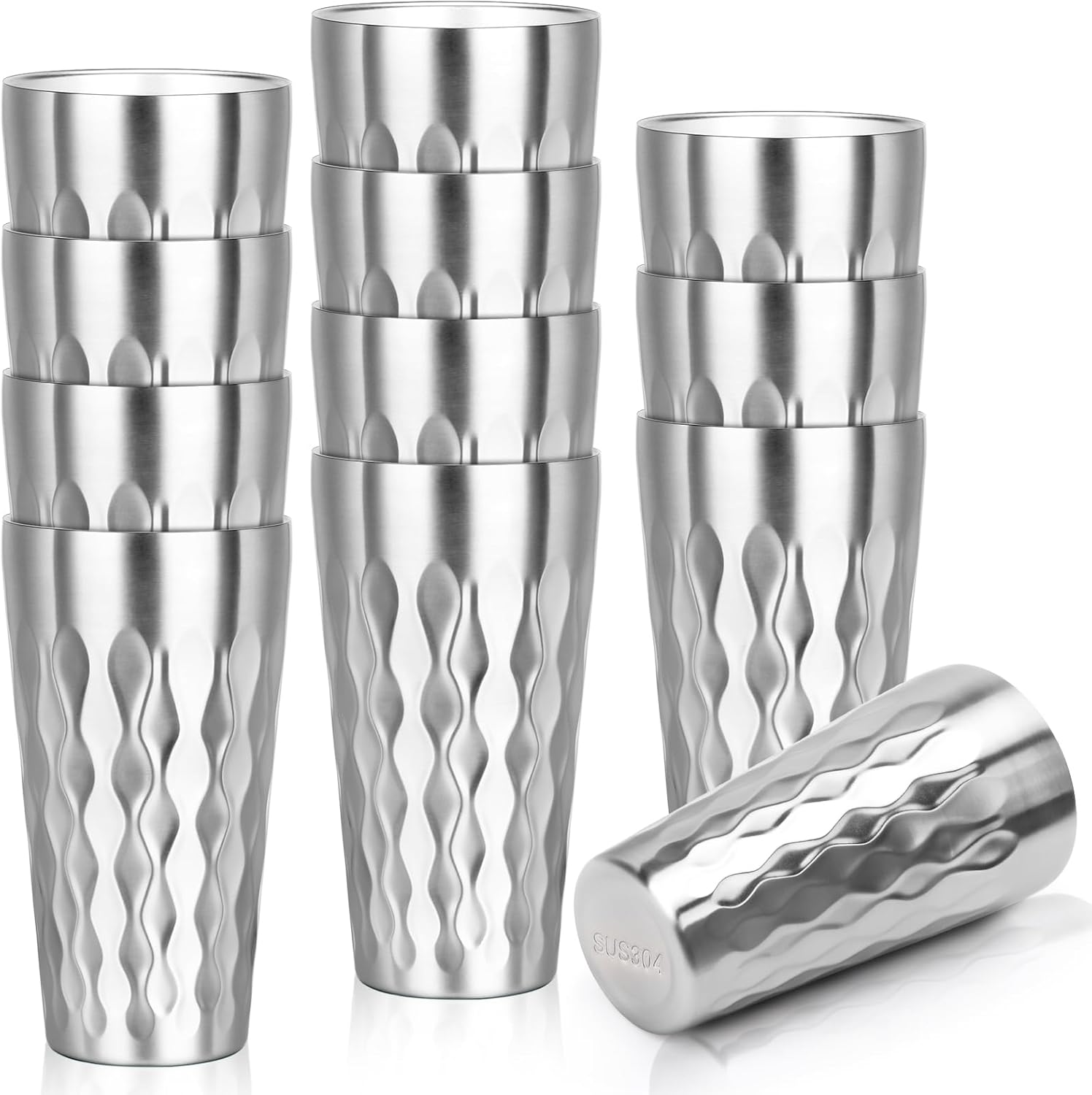 Stainless Steel Drinking Glasses Set of 12 for Outdoor Use