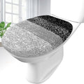 Black Microfiber Toilet Lid Cover 17.5x15 - Plush, Stays Put