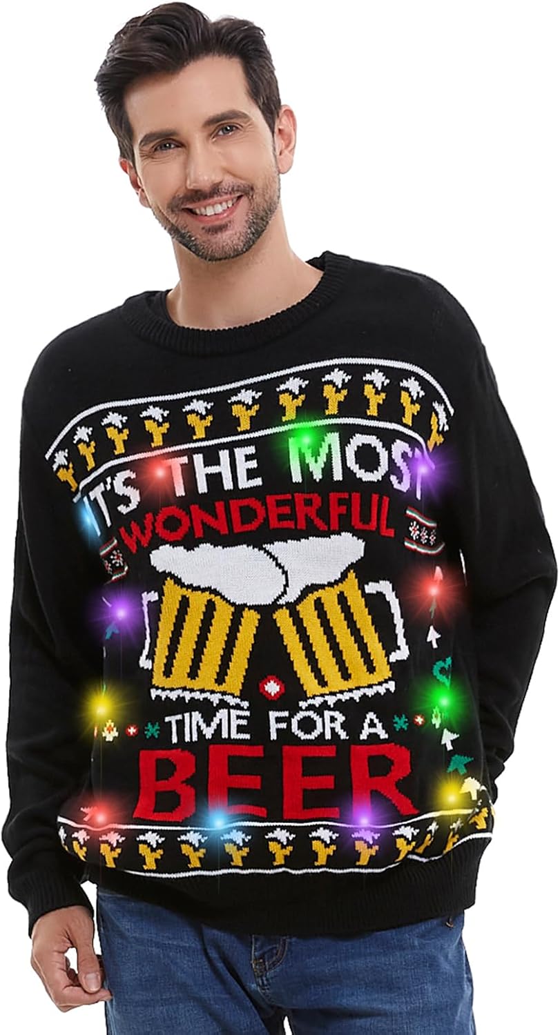 Light Up Men Christmas Sweater for Festive Holiday Fun