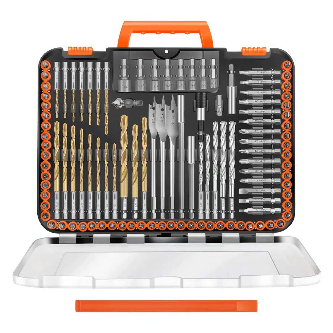 ENERTWIST 112-Piece Drill Bit Set for Wood Metal Cement Use