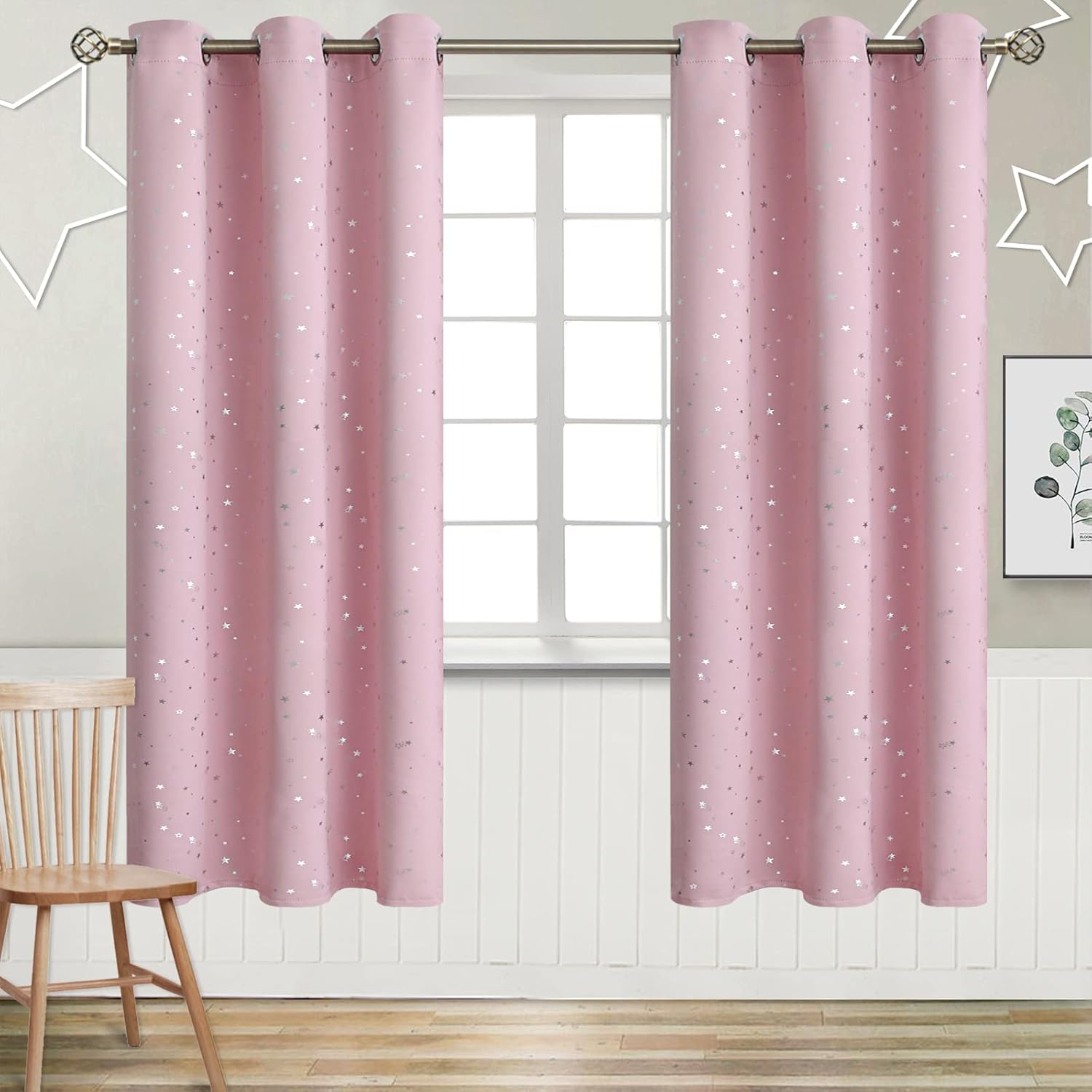 BGment Kids Blackout Curtains for Bedroom - Baby Pink