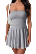 Women's Tube Ruched Waist Ruffle Corset Mini Dress - Party Ready