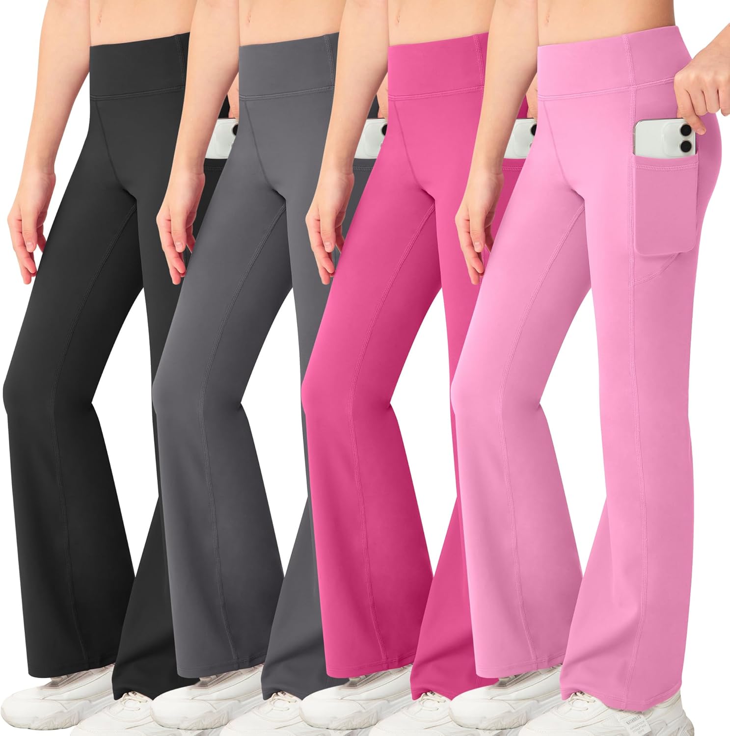 NORMOV Girl's Bootcut Yoga Pants with Pockets for Comfort