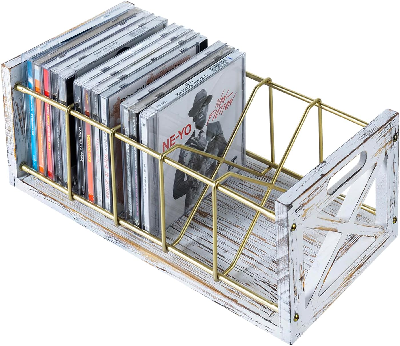 Farmhouse Industrial DVD Storage with Handles for Rustic Charm