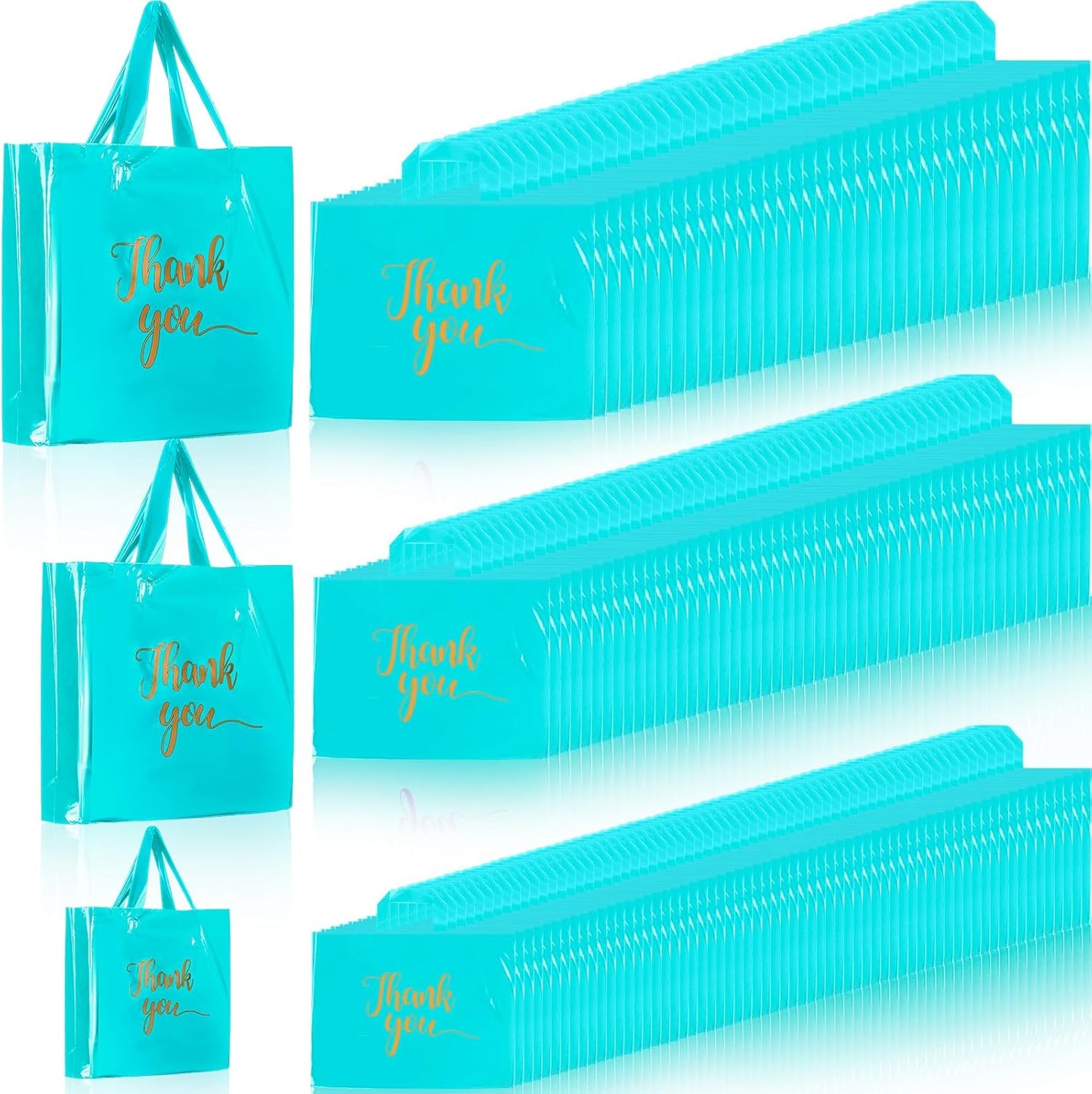 200 Pcs Thank You Bags Bulk in 3 Sizes for Retail Shopping
