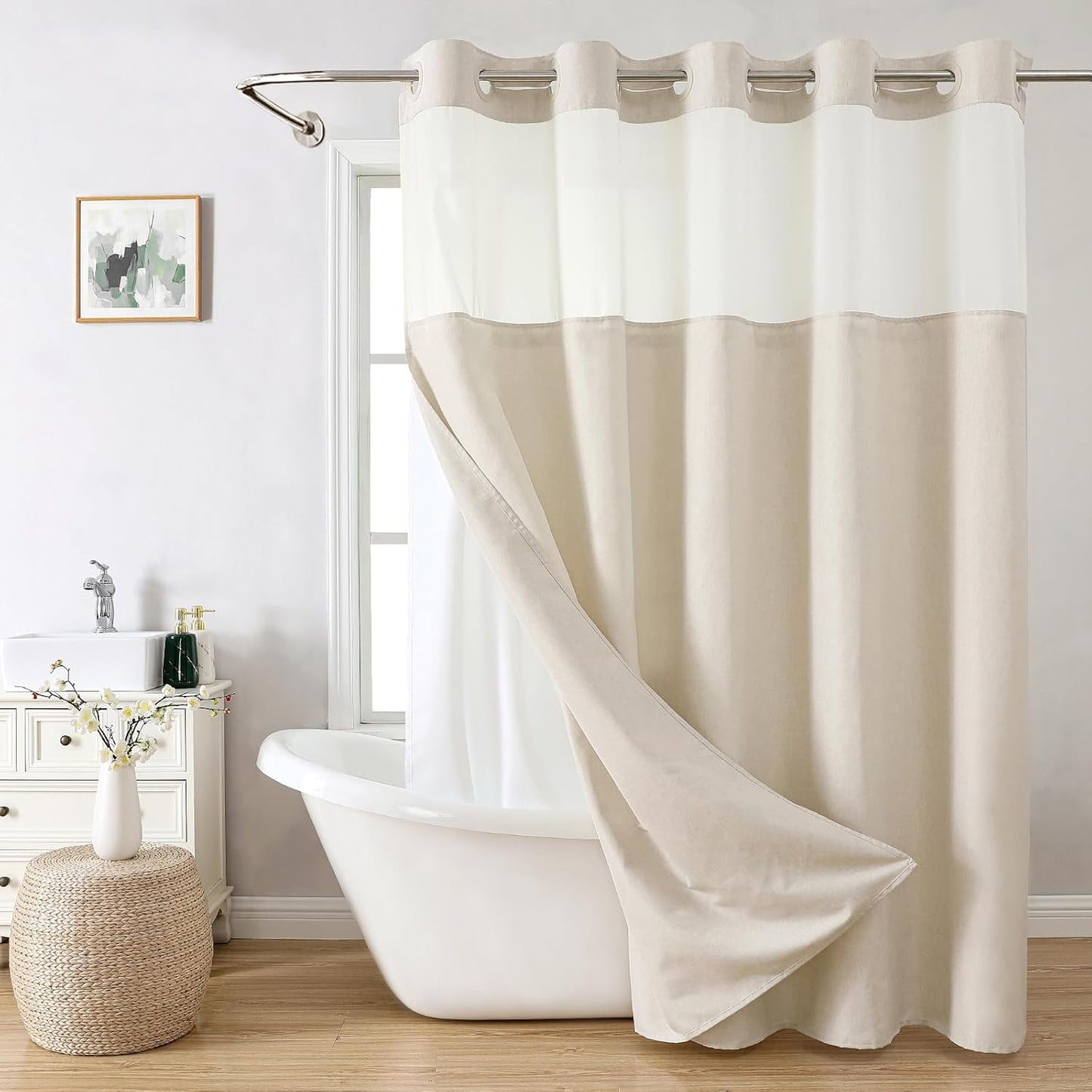 Hotel Luxury Linen Shower Curtain Set