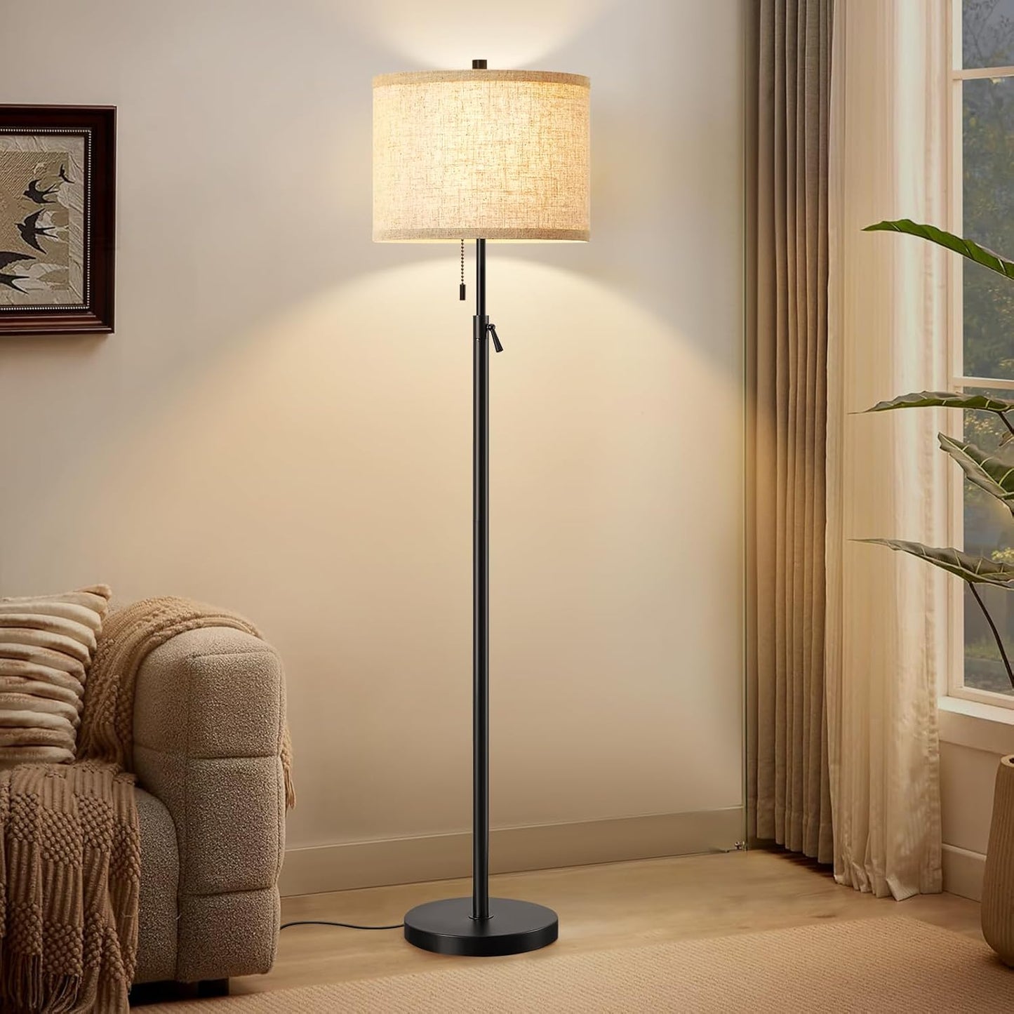 GyroVu Black Floor Lamp: Adjustable Height for Any Space