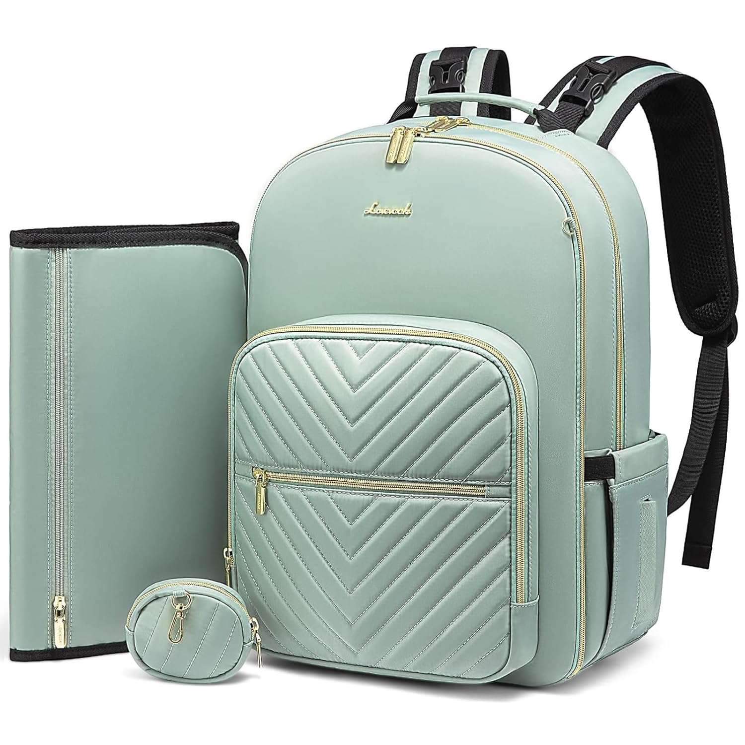 LOVEVOOK Diaper Bag Backpack: Stylish Mint Green Baby Bag