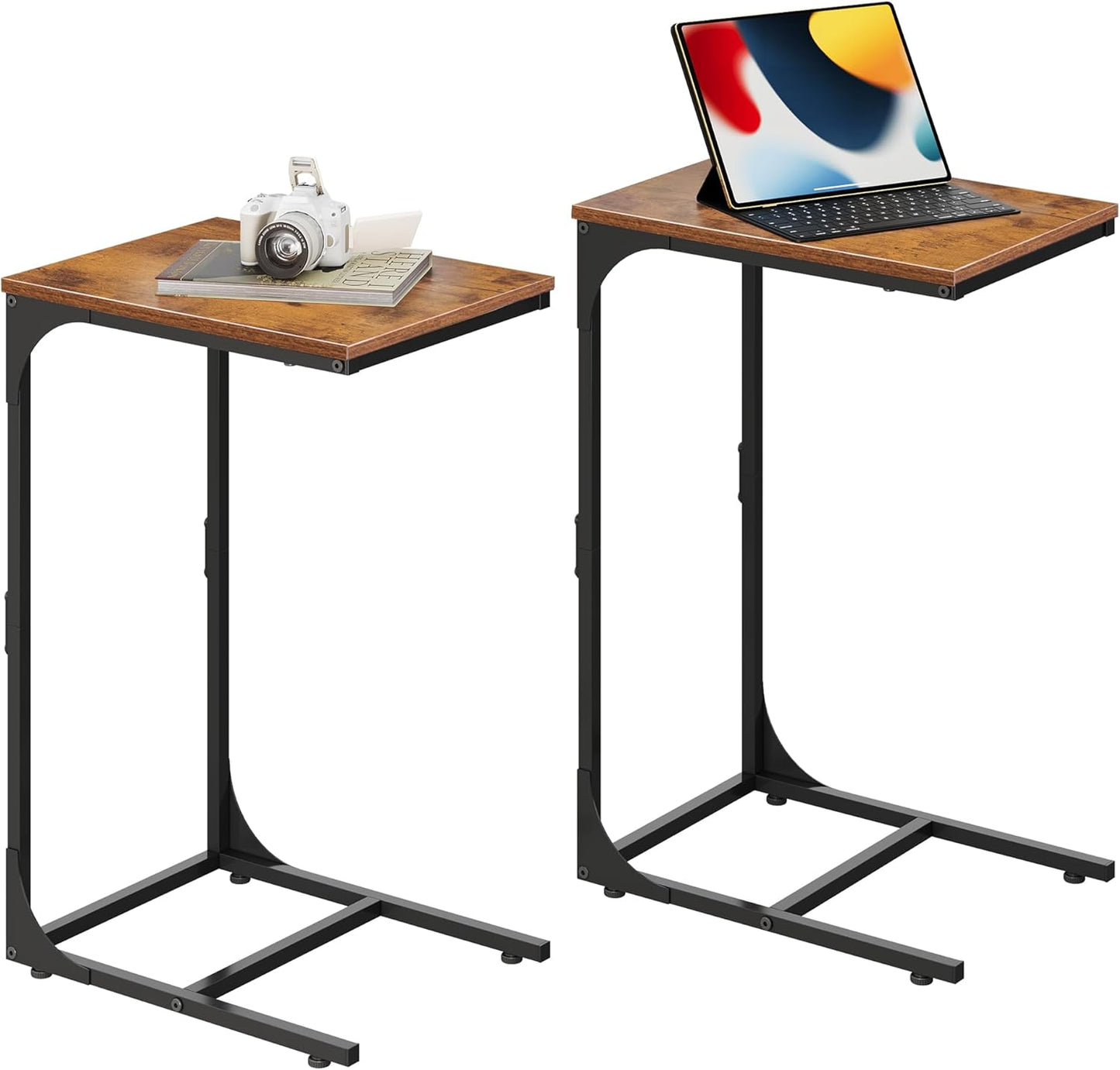 C-Shaped End Table Set of 2 for Small Spaces and Versatile Use