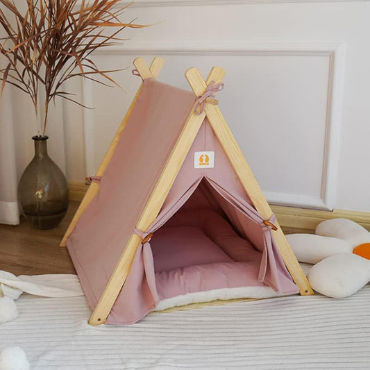 Cozy Pink Pet Teepee with Thick Mat