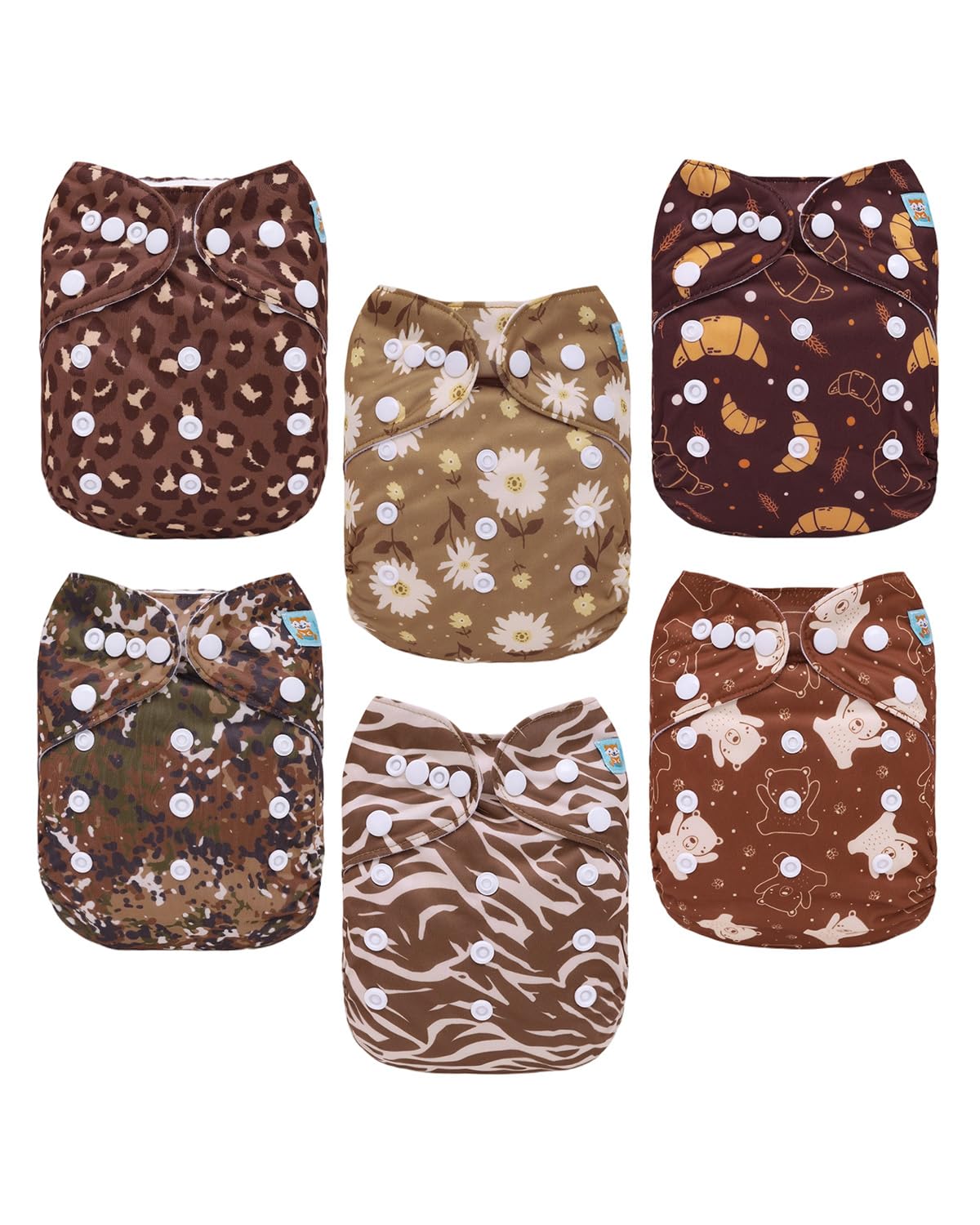 ALVABABY Baby Cloth Diaper 6 Pack with 12 Inserts for Comfort