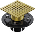 4 Inch Square Shower Floor Drain with Hair Strainer - Brushed Gold