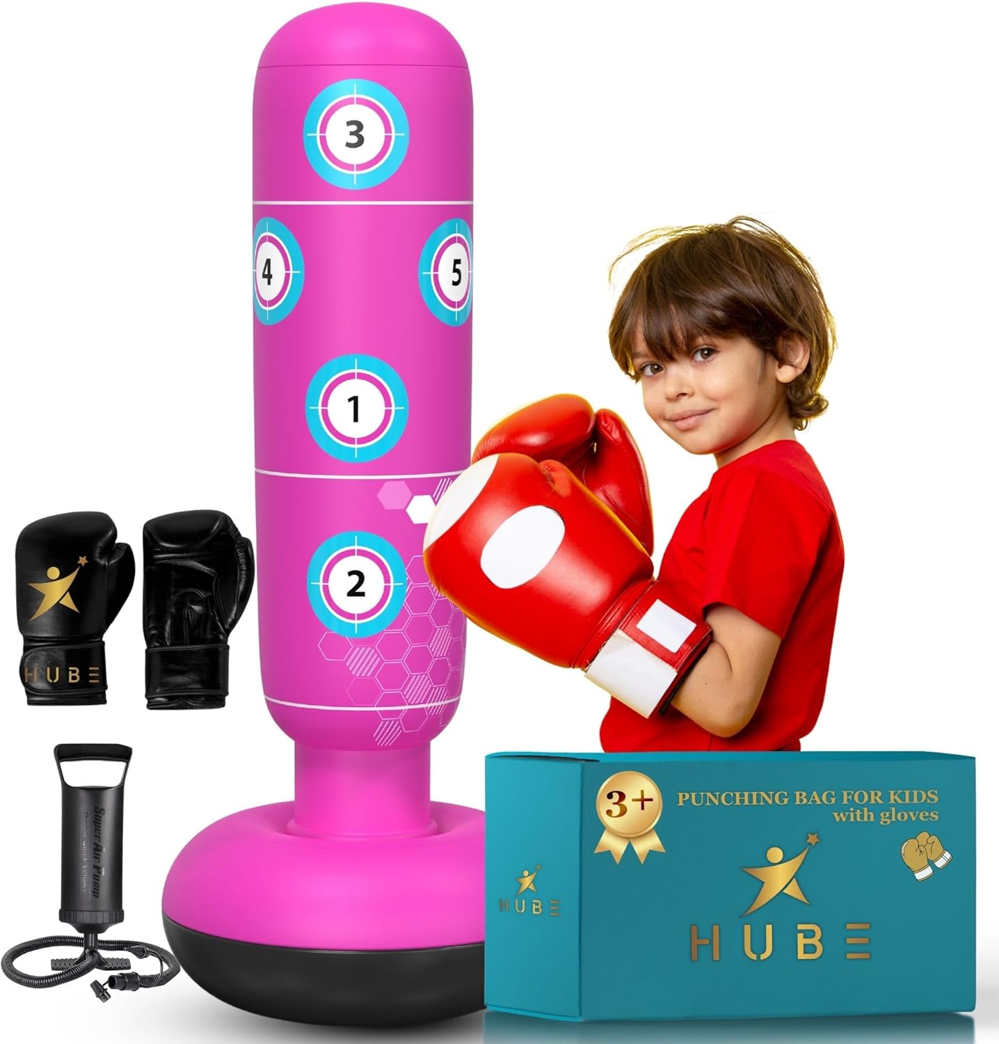 HUBE 66 Inflatable Punching Bag Set - Kids Boxing Fun