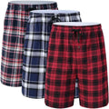 Men's 3-Pack Cotton Plaid Pajama Shorts - Lightweight Comfort