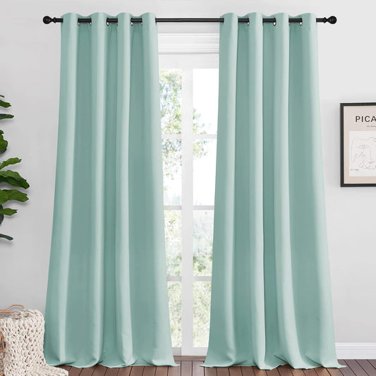 NICETOWN Aqua Blue Blackout Curtains for Modern Room Decor