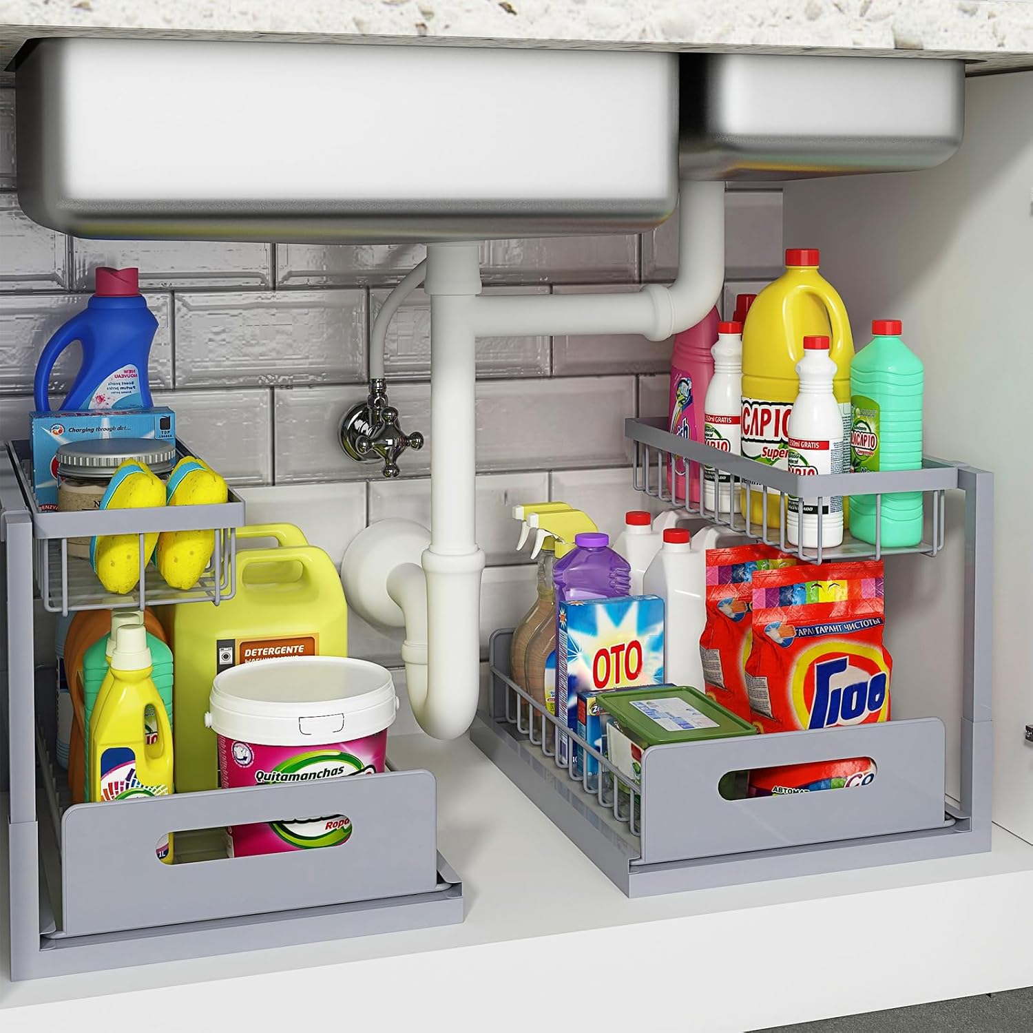 REALINN Under Sink Organizer for Kitchen and Bathroom Storage