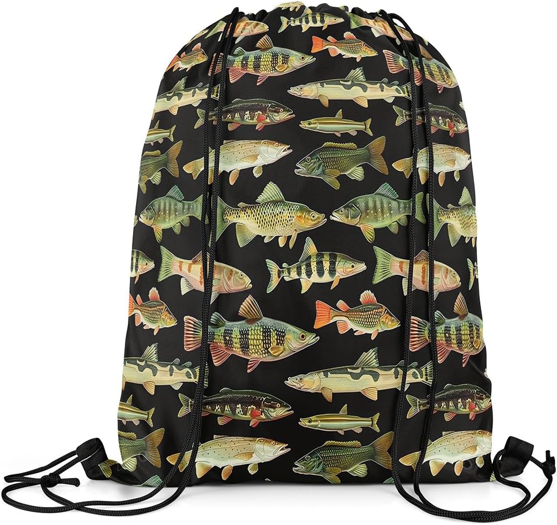 Waterproof Vintage Fishing Drawstring Backpack by Feelyou