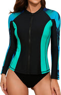 ATTRACO Women's Rashguard Swimsuit Zip Front UPF 50 (Style CZY3)