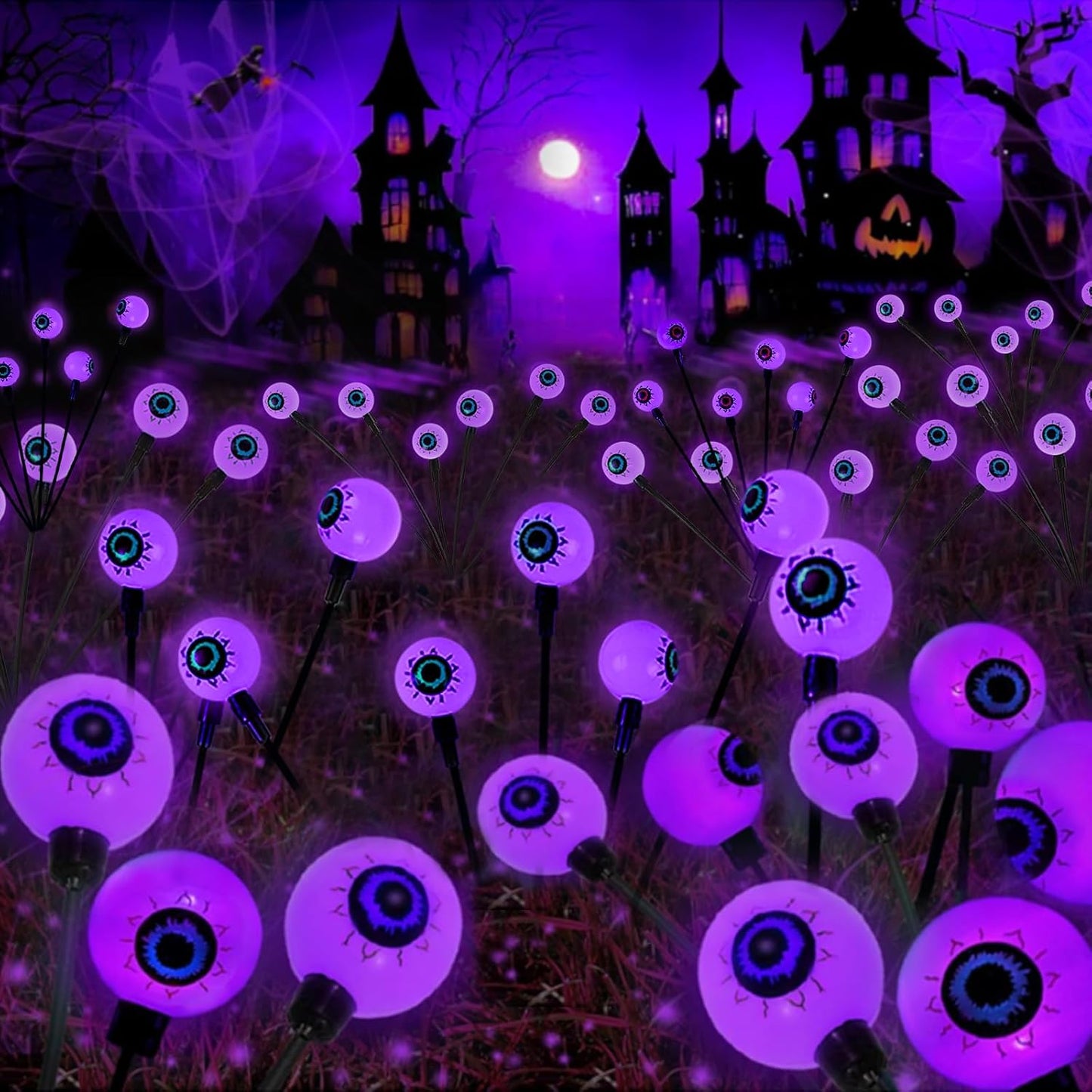 2025 Upgraded 6 Pack Solar Halloween Lights for Spooky Decor