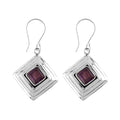 925 Sterling Silver Amethyst Dangle Earrings - Handmade Bohemian Style