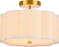 Semi Flush Mount Ceiling Light 13 in Flower Shade - Soft Ambient Glow