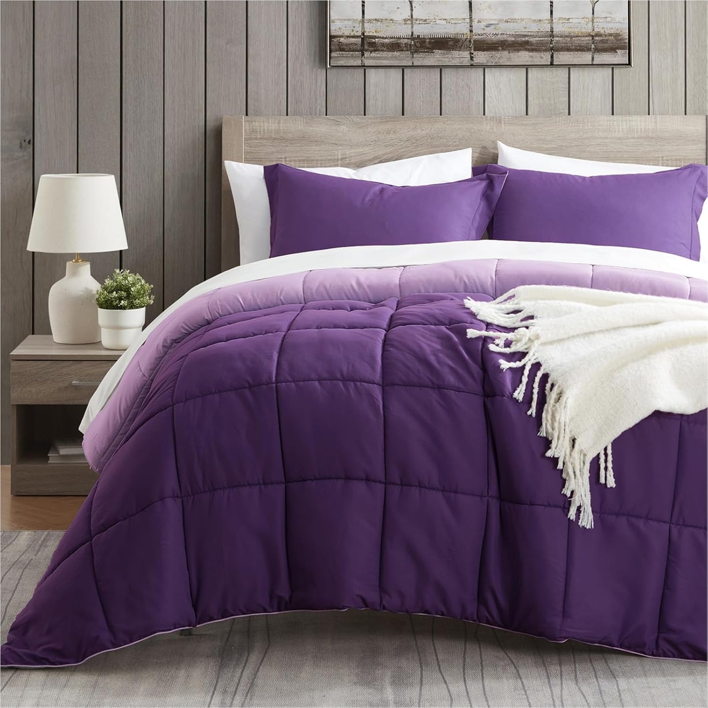 Satisomnia Queen Comforter Set: Dark Purple Bedding for All Seasons