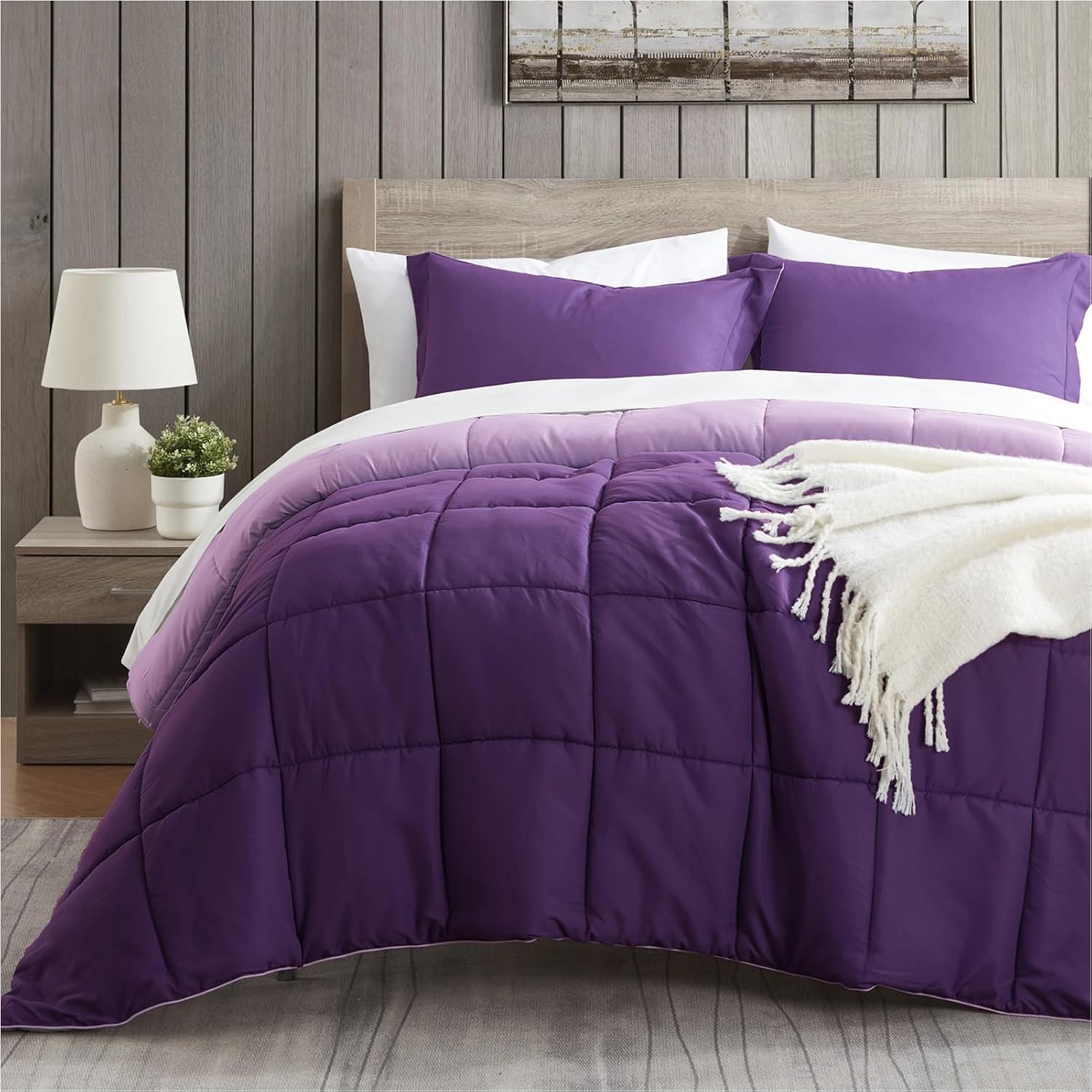 Satisomnia Queen Comforter Set: Dark Purple Bedding for All Seasons