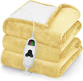 Heated Blanket Electric Throw 50in x 60in Cream Yellow - 10 Heat