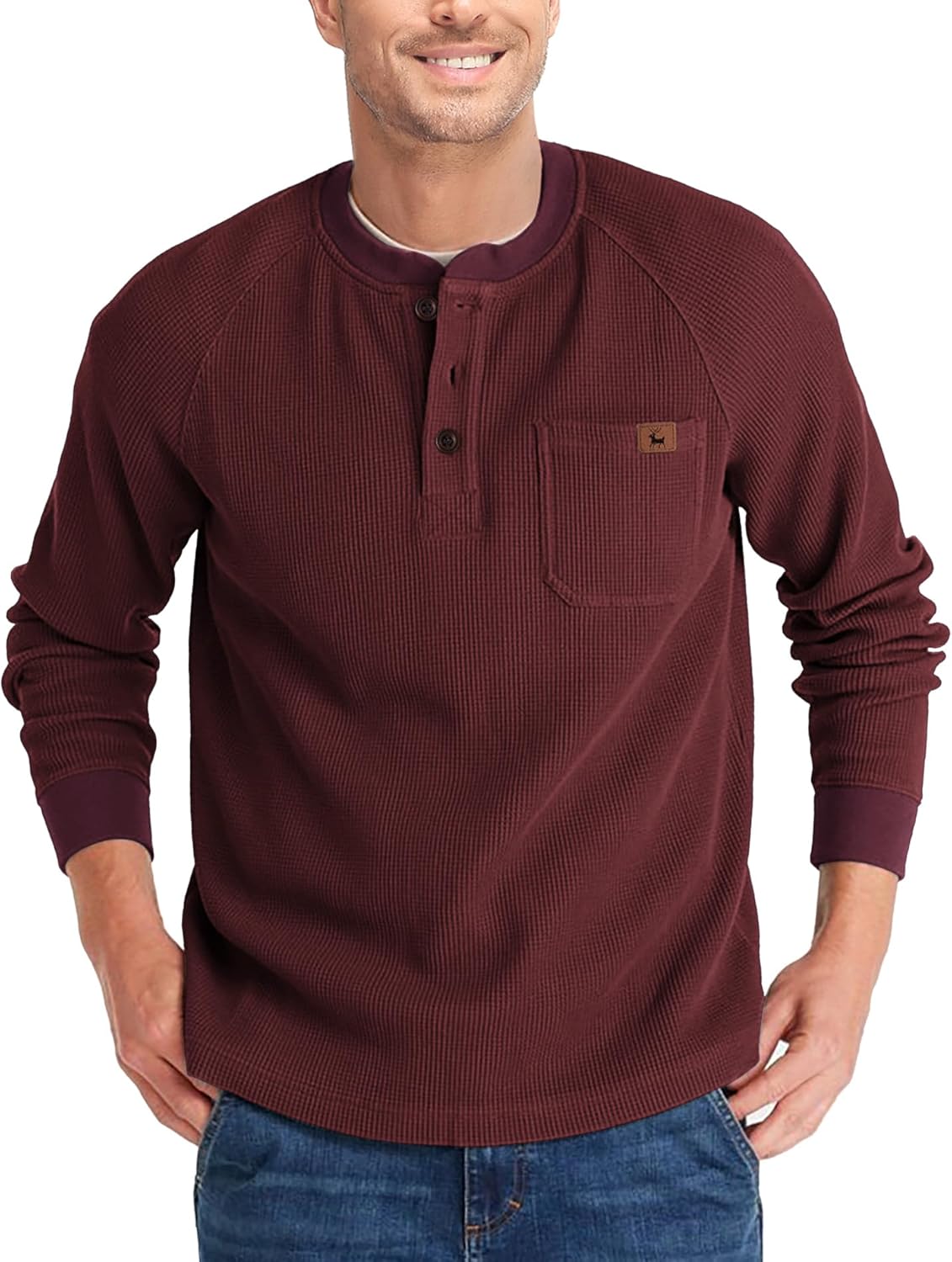 ZITY Long Sleeve Henley Shirts for Men Casual Waffle Thermal