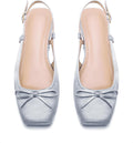 Women's Satin Ballet Flats Slingbacks Square Toe with Bow - Dressy