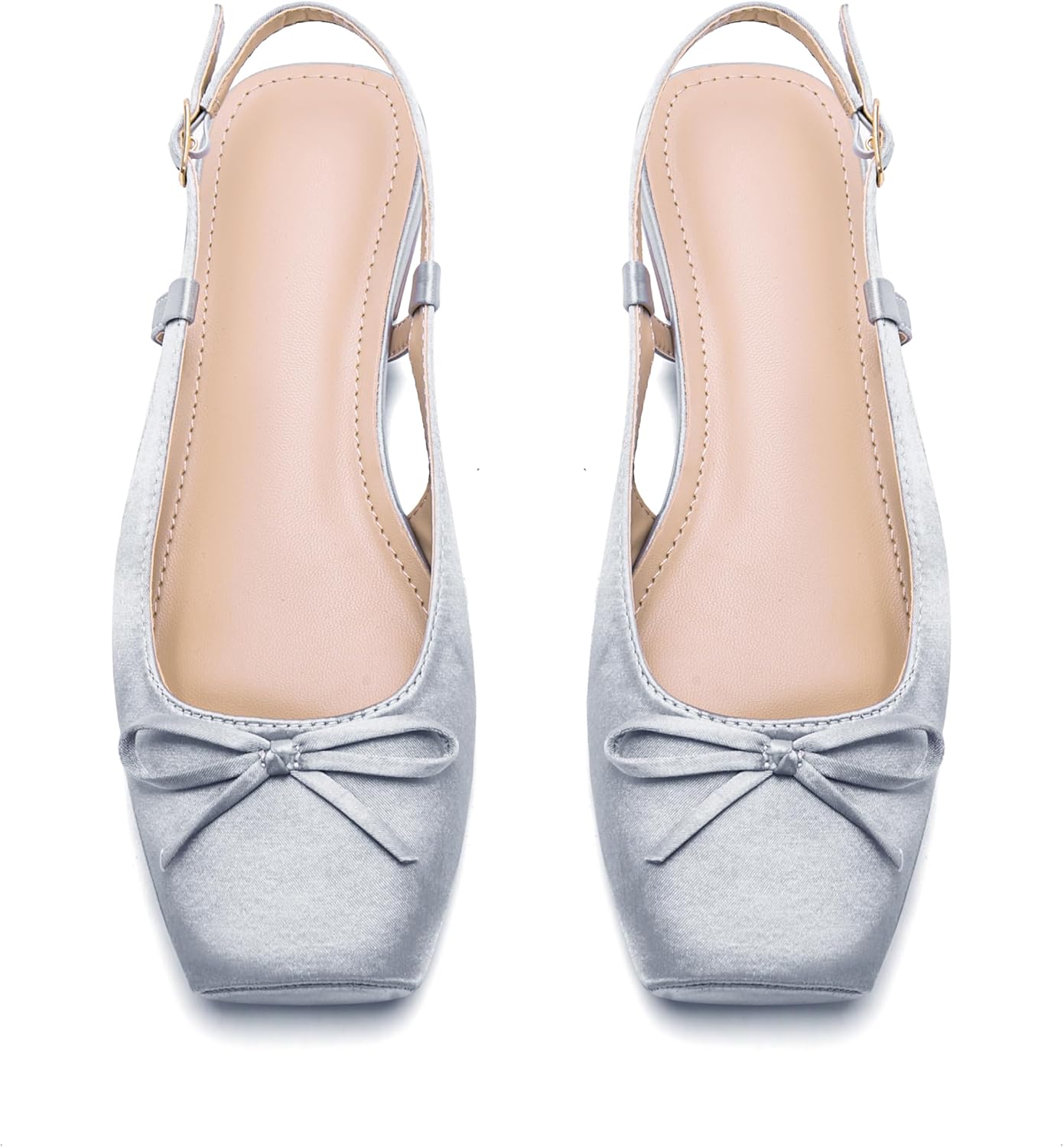 Women's Ballet Flats Slingbacks with Square Toe and Bow Design