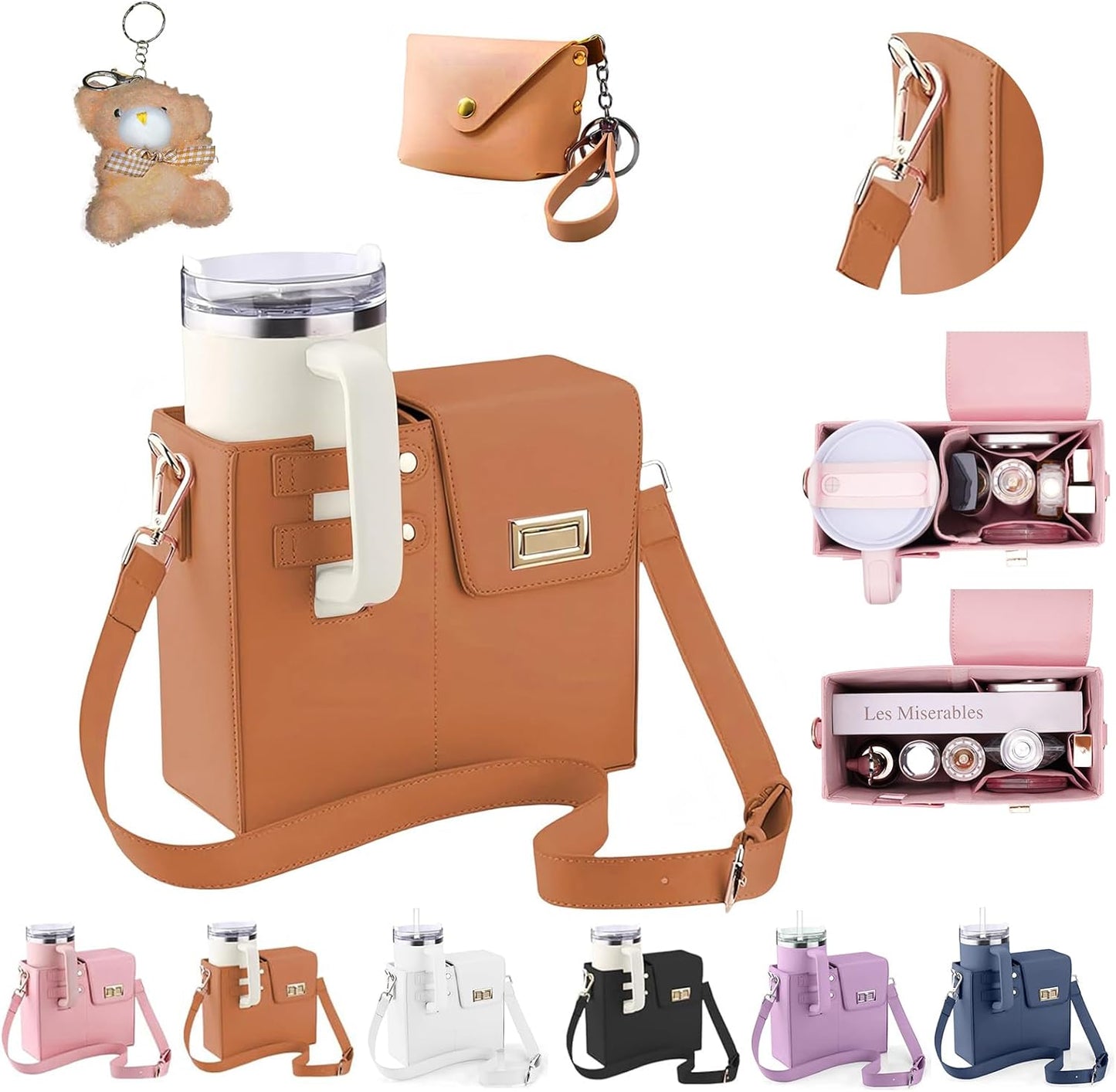 Stanley Cup Purse with Water Bottle Holder for Daily Use